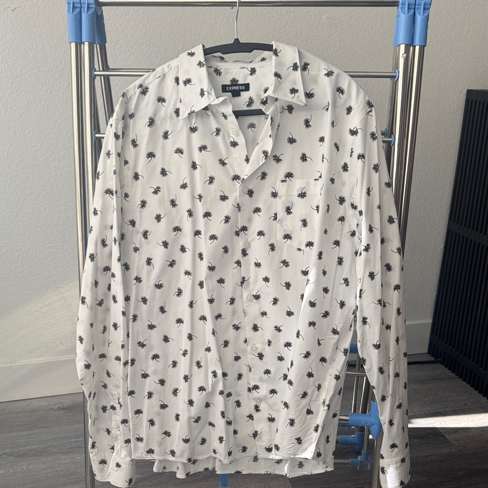 Express White Shirt with Blue/yellow floral Print